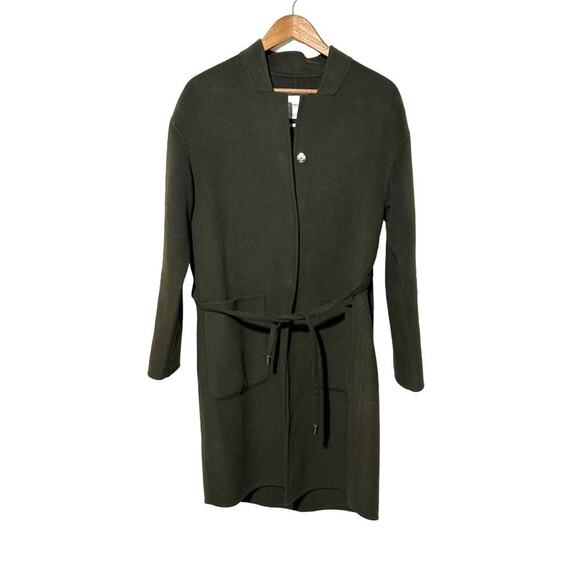 MNG · Small · Wool Blend · Belted Long Coat · Button Front · Olive Green - Picture 2 of 9